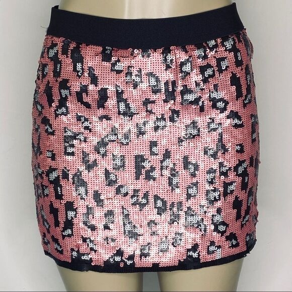 BCBGMAXAZRIA Cheetah Sequin Mini Skirt - Picture 1 of 8